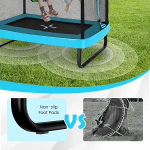 Costway 7FT 2-in-1 Kids Toddler Rectangle Trampoline  w/ Swing & Enclosure Safe Net