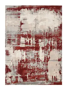 Red Luxurious Modern Easy to Clean Abstract Rug for Living Room, Bedroom - 239cm X 320cm