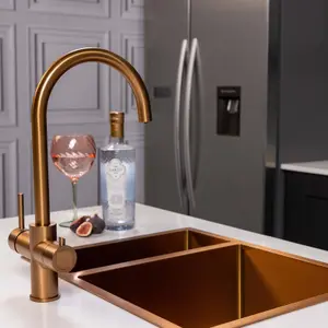 flode svan 3 in 1 Instant Boiling Hot Water Tap Brushed Copper Finish