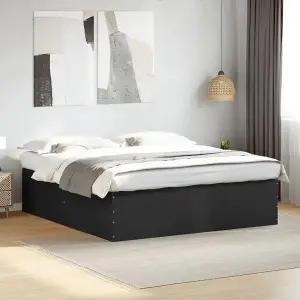 Berkfield Bed Frame without Mattress Black 180x200 cm Super King