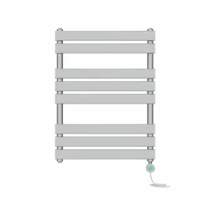 Rinse Bathrooms 800x600mm Chrome Designer Flat Panel Electric Heated Towel Rail Thermostatic Timer Bathroom Towel Radiator 400W