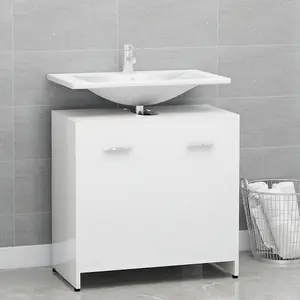 Berkfield Bathroom Cabinet High Gloss White 60x33x61 cm Engineered Wood