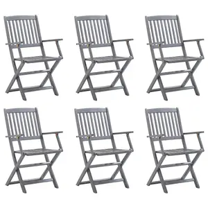 Berkfield Folding Outdoor Chairs 6 pcs Solid Acacia Wood