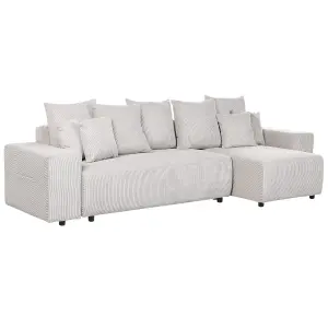 Corner Sofa LUSPA Light Beige Corduroy Left Hand