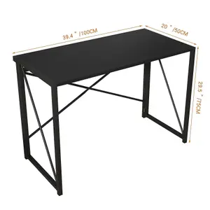 Mcc Direct No Assembly Folding Computer Desk 100cm black - Miami