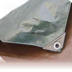 2M x 2M BROWN/GREEN HEAVY WATERPROOF TARPAULIN SHEET TARP COVER WITH EYELETS