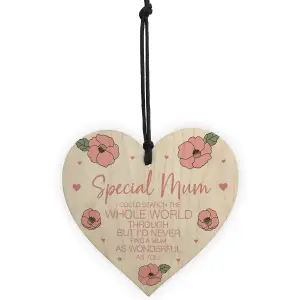 Mum Gift Wooden Hanging Heart For Birthday Mothers Day Gift For Her Keepsake