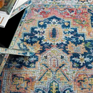 Blue/Multi Rug, Floral Persian Rug, Stain-Resistant Traditional Luxurious Rug for Bedroom, & Dining Room-61cm X 122cm