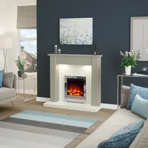 Be Modern Kempton 2kW Chrome effect Electric Fire (H)565mm (W)413mm (D)75mm