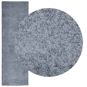 Shaggy Rug PAMPLONA High Pile Modern Blue 80x250 cm