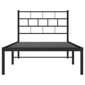 Berkfield Metal Bed Frame with Headboard Black 75x190 cm