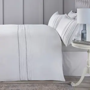 Ric Rac Embellised Silver Duvet Cover Set