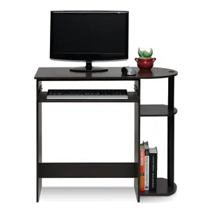 Furinno Simplistic Easy Assembly Computer Desk, Dark Brown