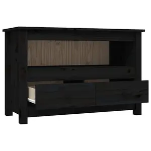 Berkfield TV Cabinet Black 79x35x52 cm Solid Wood Pine