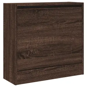 Berkfield Shoe Cabinet Brown Oak 60x21x57 cm Engineered Wood