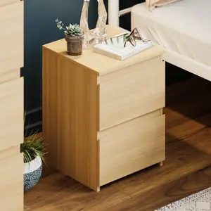 Cunha 2 Drawer Bedside Table Pine