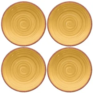 Purely Home Rustic Swirl Yellow Melamine Side Plates - Set of 4