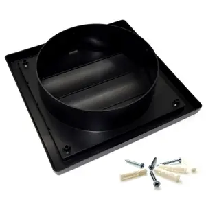 Black Gravity Grille 150 mm / 6" External Ducting Air Vent with Round Spigot and Non-Return Gravity Shutters for Extractor Fans