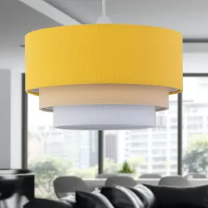 First Choice Lighting Gabi Ochre Ombre Linen 3 Tier Ceiling Light Shade