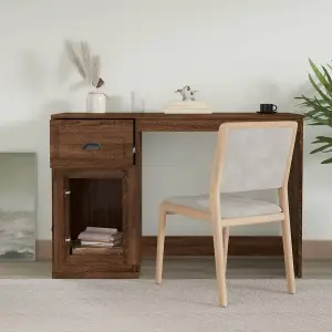 Berkfield Desk with Drawer Brown Oak 115x50x75 cm Engineered Wood