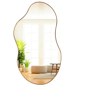 Asymmetrical Metal Framed Wall Accent Mirror Brown / 81.3cm H x 55.1cm W