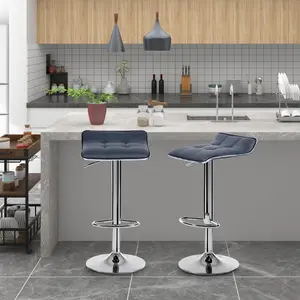 Chrome Plated Steel Bar Stool (Set of 2) Grey