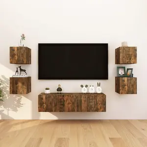 Berkfield Wall Mounted TV Cabinet Smoked Oak 30.5x30x30 cm