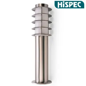 HiSpec Outdoor LED Bollard Light: Stainless Steel Exterior Lighting for Driveways, Walkways and Entrances: Single Pack