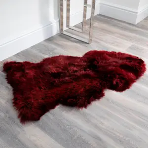 Luxurious Red Sheepskin Rug XXL