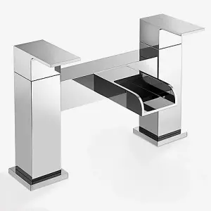 Nes Home Ozone Waterfall Brass Chrome Modern Cloakroom And Bath Filler Mixer Tap With Free Waste