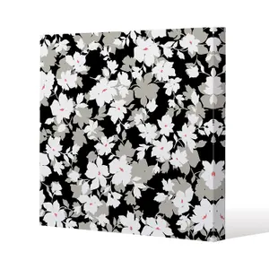 Grey, White & Black Flowers (Canvas Print) / 46 x 46 x 4cm