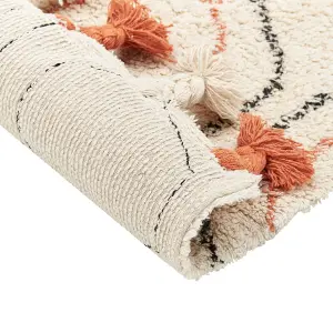 Cotton Area Rug 140 x 200 cm Beige and Orange HAJIPUR