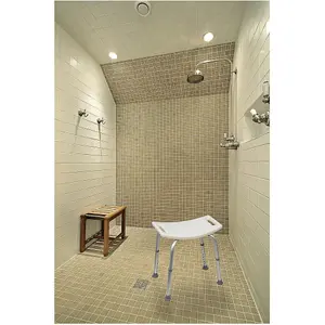 Shower Stool with Integrated Handles - Aluminium Frame - Anti Slip Feet Safety