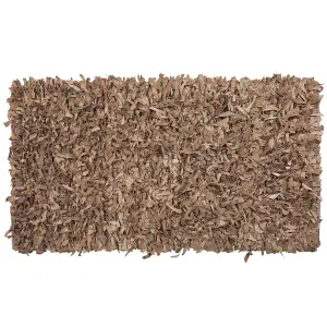 Leather Area Rug 80 x 150 cm Beige MUT