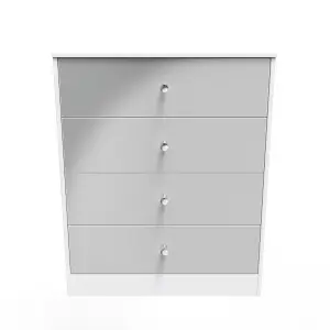 Chester 4 Drawer Chest in Uniform Grey Gloss & White (Ready Assembled)