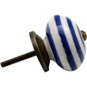 Nicola Spring - Round Ceramic Cabinet Knobs - Stripe - Pack of 6