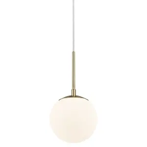 Nordlux Grant 15 Indoor Living Dining Glass Pendant Ceiling Light in Brass (Diam) 15cm