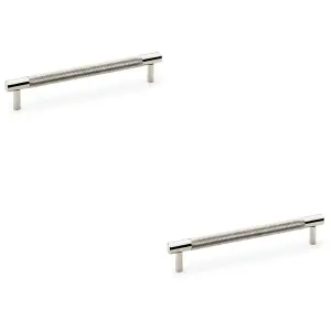 2 PACK - Knurled T Bar Door Pull Handle - Polished Nickel - 160mm Centres Premium Drawer