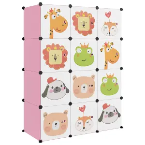 Berkfield Cube Storage Cabinet for Kids with 12 Cubes Pink PP