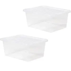 2 x 12 Litre Multipurpose Plastic Storage Containers Useful Boxes Complete With Lids