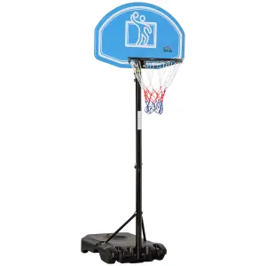 HOMCOM Adjustable Basketball Hoop Stand w/ Wheels and Weight Base Blue