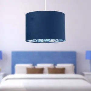 First Choice Lighting Set of 2 Parrot Velvet Blue Parrot Design 30cm Pendant or Table Lamp Shades