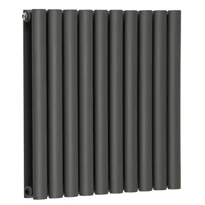 Nes Home Norden 600 x 590mm Horizontal Double Oval Tube Anthracite Designer Radiator