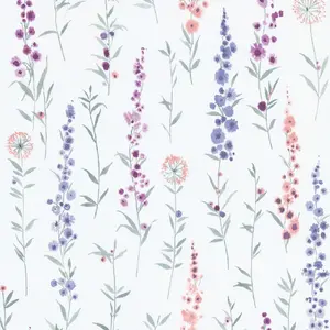 GoodHome Bifora Purple Floral Smooth Wallpaper Sample