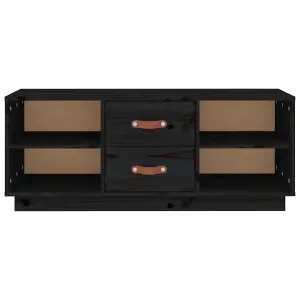 Berkfield TV Cabinet Black 100x34x40 cm Solid Wood Pine