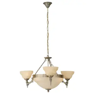 Pendant Ceiling Light Colour Bronzed Shade Champagne Glass Alabaster Bulb E14 6x60W