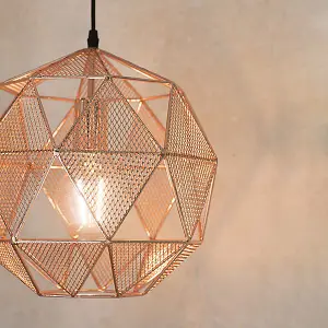 Luminosa Armour 1 Light Spherical Pendant Copper Plate, E27