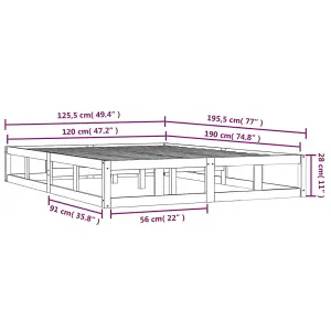 Berkfield Bed Frame White 120x190 cm Small Double Solid Wood