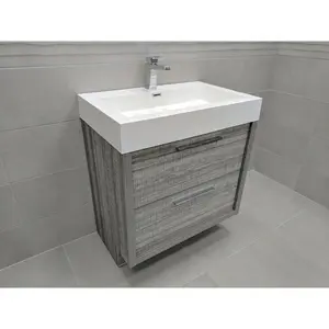 Walker 750mm Single Bathroom Vanity with Integrated Resin Basin Grey Ash