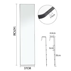 Heulyn Rectangle Metal Mirror Black / 147cm x 37cm